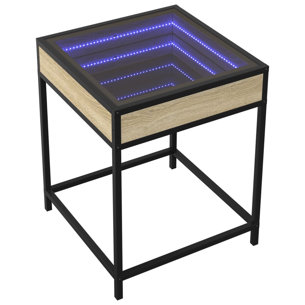 vidaXL Mesa de centro con Infinity LED roble Sonoma 40x40x51 cm