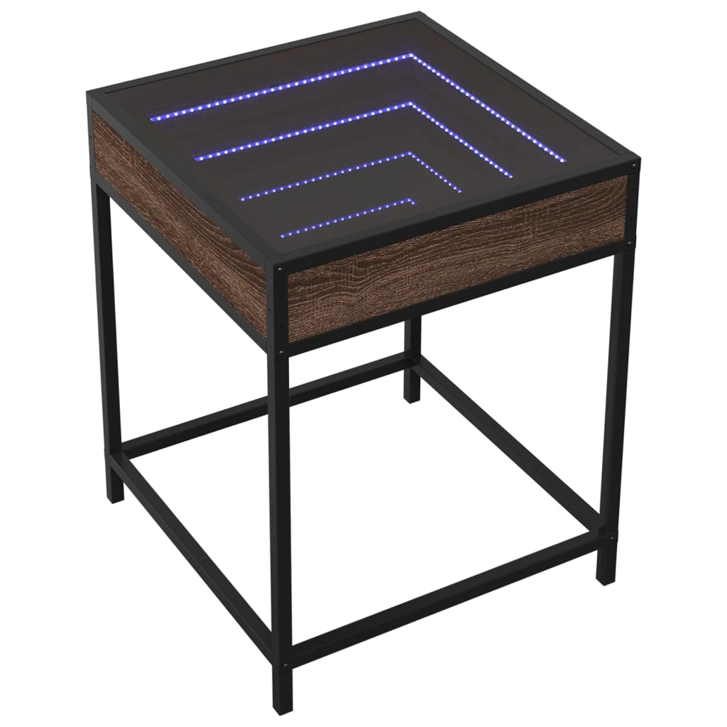 vidaXL Mesa de centro con Infinity LED marrón roble 40x40x51 cm