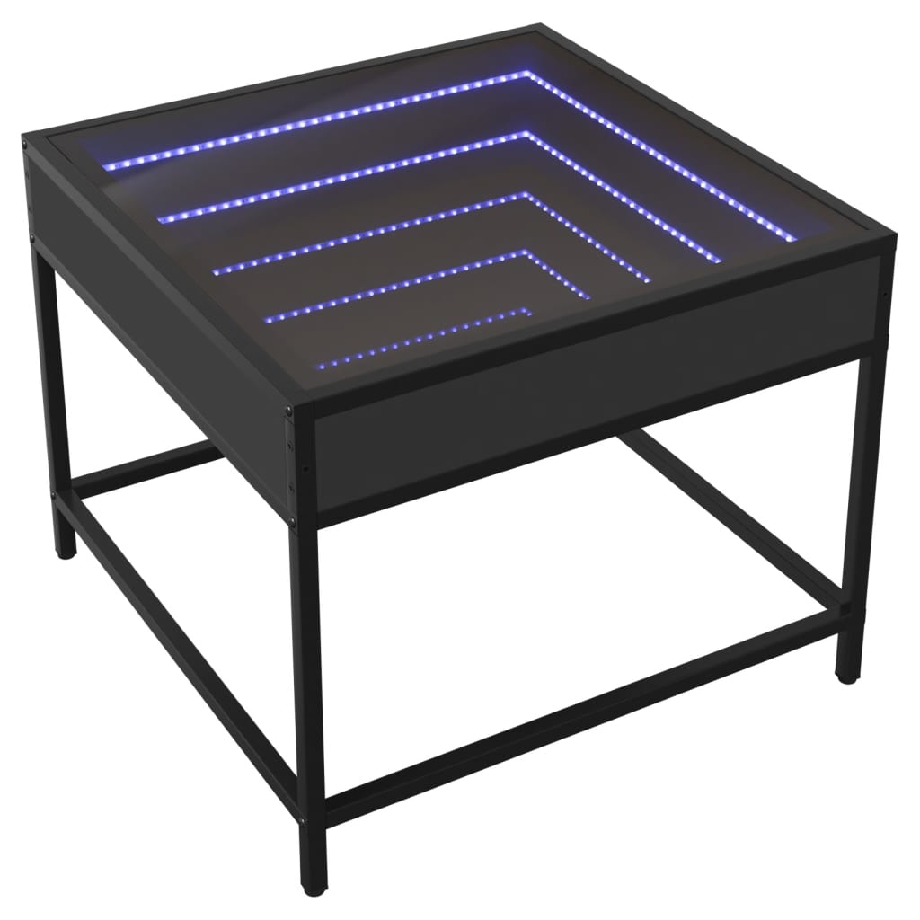 vidaXL Mesa de centro con Infinity LED negro 50x50x41 cm