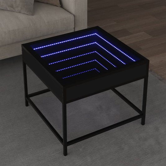 vidaXL Mesa de centro con Infinity LED negro 50x50x41 cm