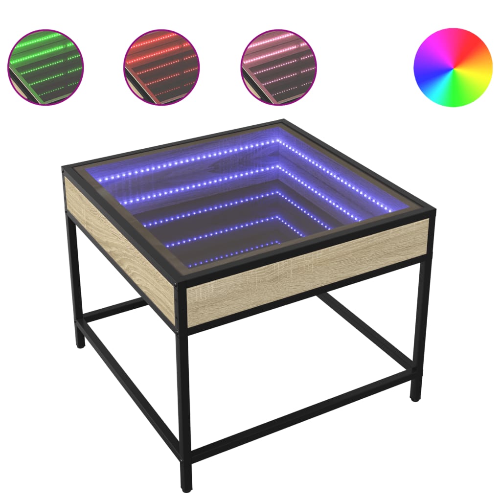 vidaXL Mesa de centro con Infinity LED roble Sonoma 50x50x41 cm