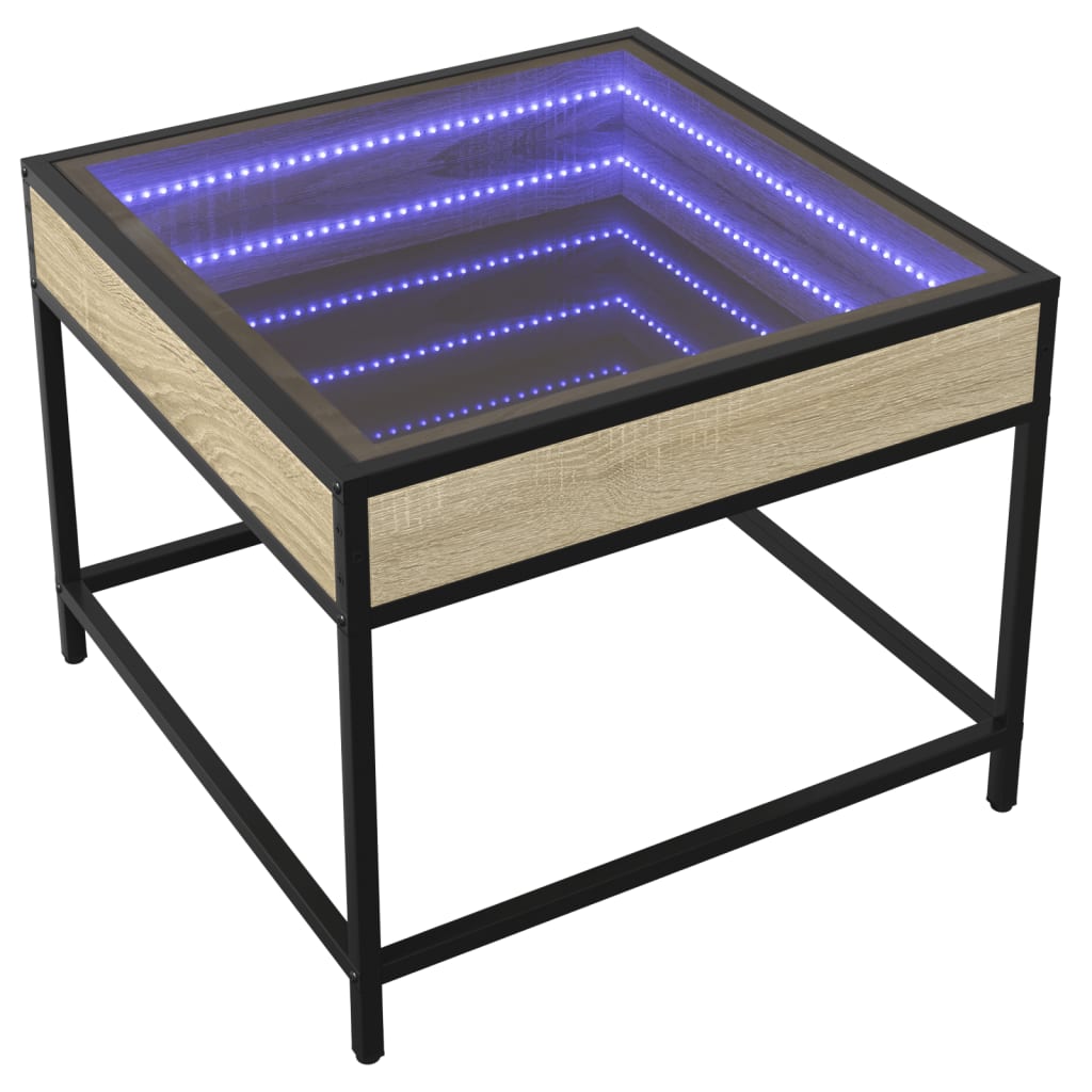 vidaXL Mesa de centro con Infinity LED roble Sonoma 50x50x41 cm