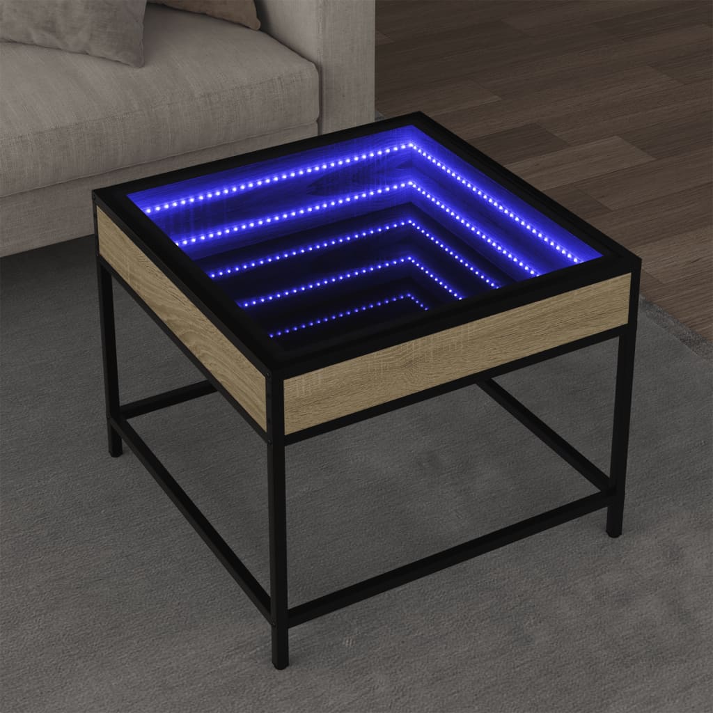 vidaXL Mesa de centro con Infinity LED roble Sonoma 50x50x41 cm