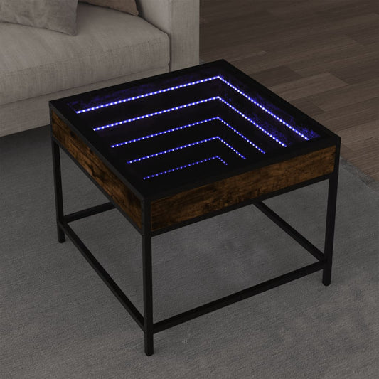 vidaXL Mesa de centro con Infinity LED roble ahumado 50x50x41 cm