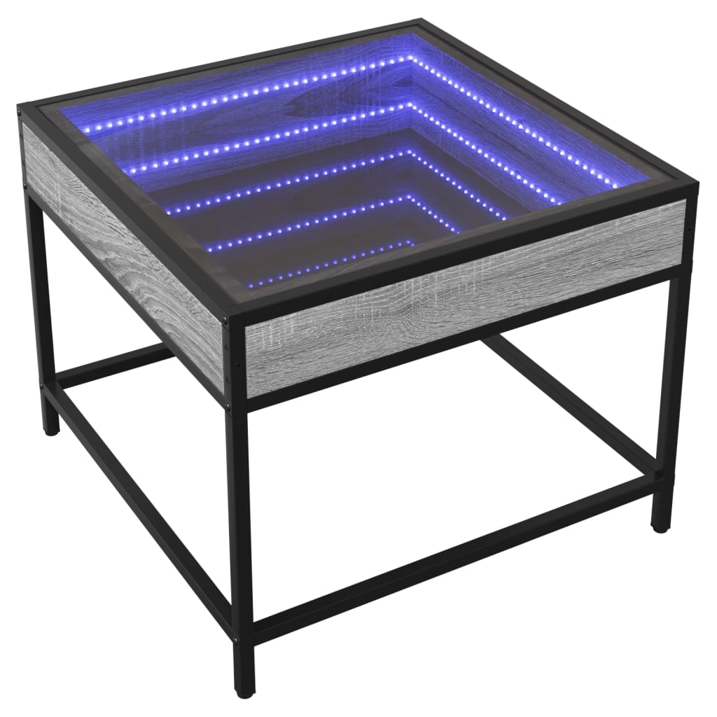 vidaXL Mesa de centro con Infinity LED gris Sonoma 50x50x41 cm