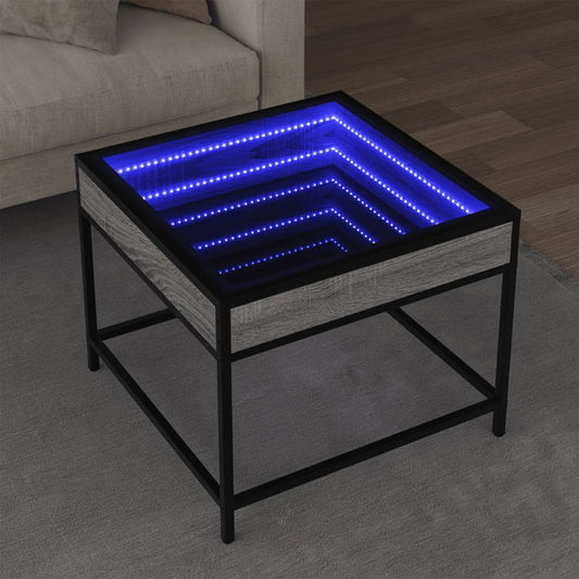 vidaXL Mesa de centro con Infinity LED gris Sonoma 50x50x41 cm