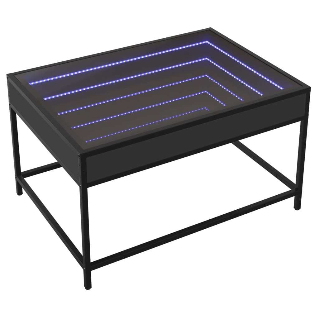 vidaXL Mesa de centro con Infinity LED negro 70x50x41 cm