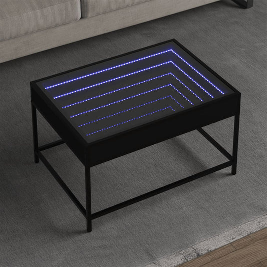 vidaXL Mesa de centro con Infinity LED negro 70x50x41 cm