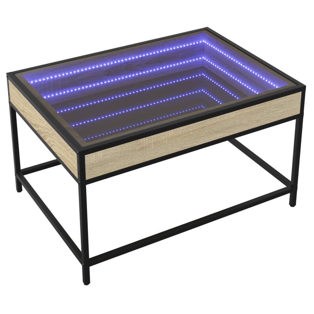 vidaXL Mesa de centro con Infinity LED roble Sonoma 70x50x41 cm