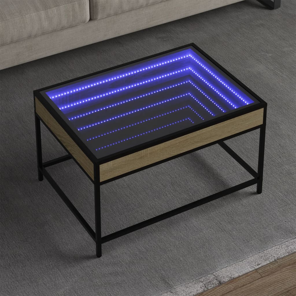 vidaXL Mesa de centro con Infinity LED roble Sonoma 70x50x41 cm