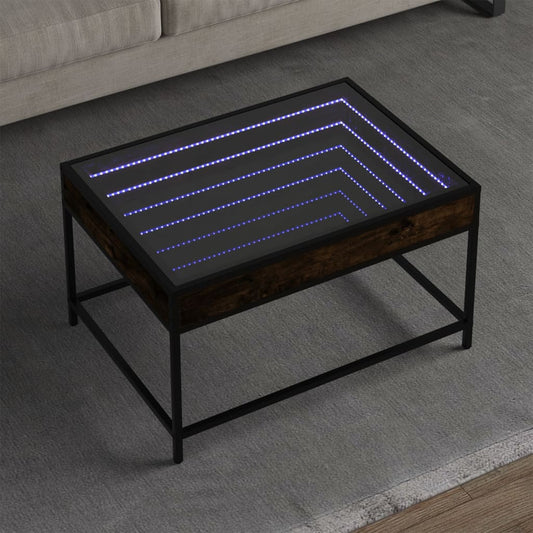 vidaXL Mesa de centro con Infinity LED roble ahumado 70x50x41 cm