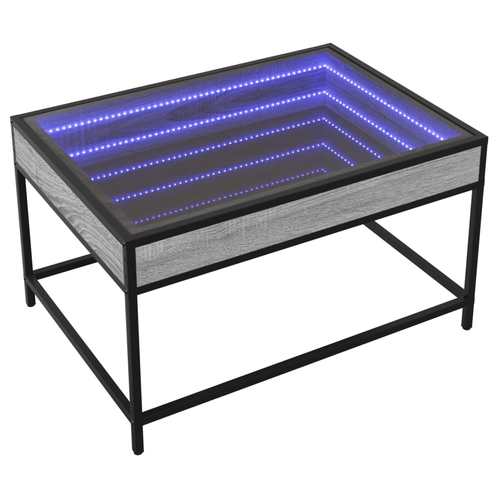 vidaXL Mesa de centro con Infinity LED gris Sonoma 70x50x41 cm