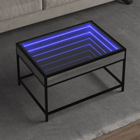 vidaXL Mesa de centro con Infinity LED gris Sonoma 70x50x41 cm