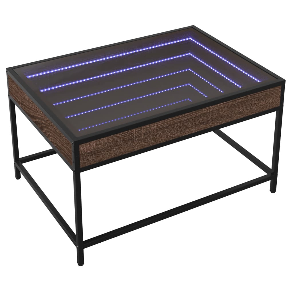 vidaXL Mesa de centro con Infinity LED marrón roble 70x50x41 cm