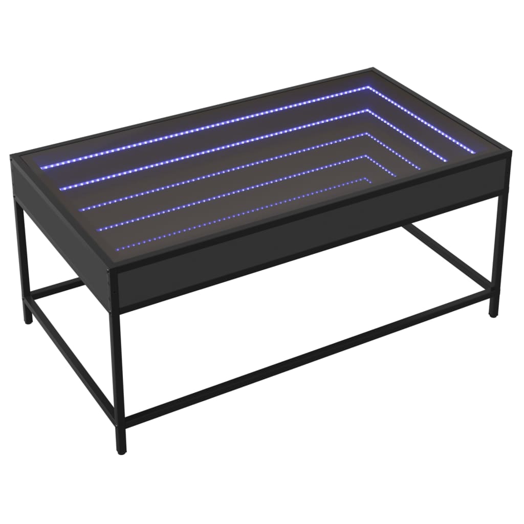 vidaXL Mesa de centro con Infinity LED negro 90x50x41 cm