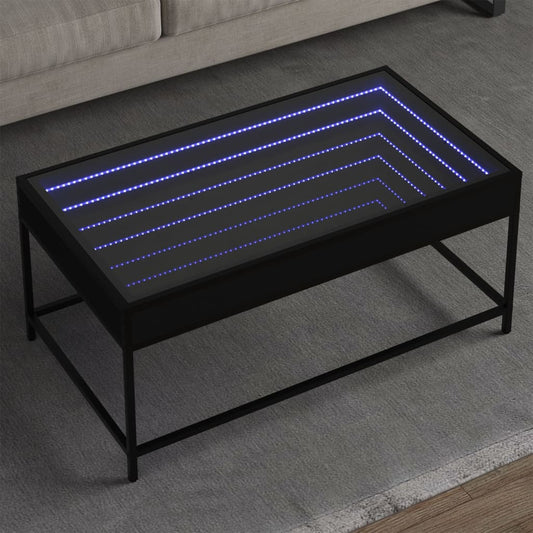 vidaXL Mesa de centro con Infinity LED negro 90x50x41 cm