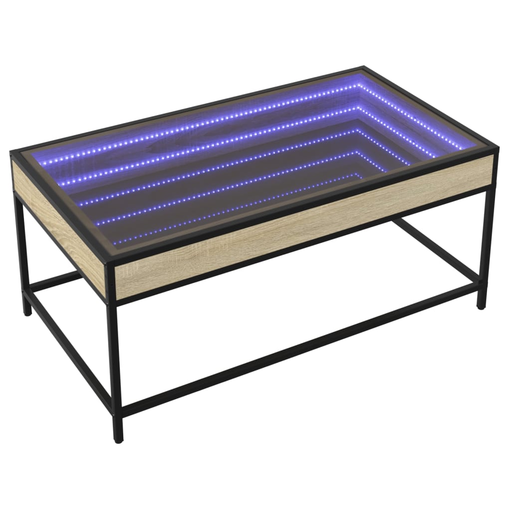 vidaXL Mesa de centro con Infinity LED roble Sonoma 90x50x41 cm