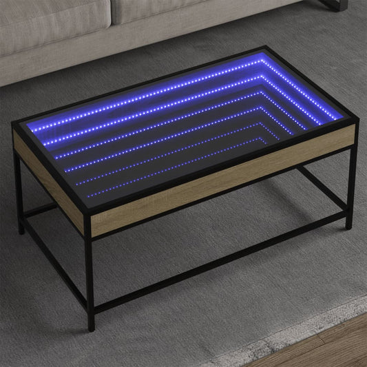 vidaXL Mesa de centro con Infinity LED roble Sonoma 90x50x41 cm