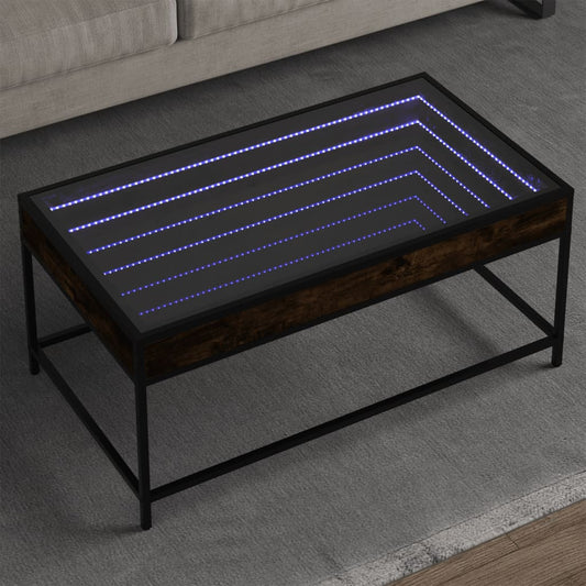 vidaXL Mesa de centro con Infinity LED roble ahumado 90x50x41 cm