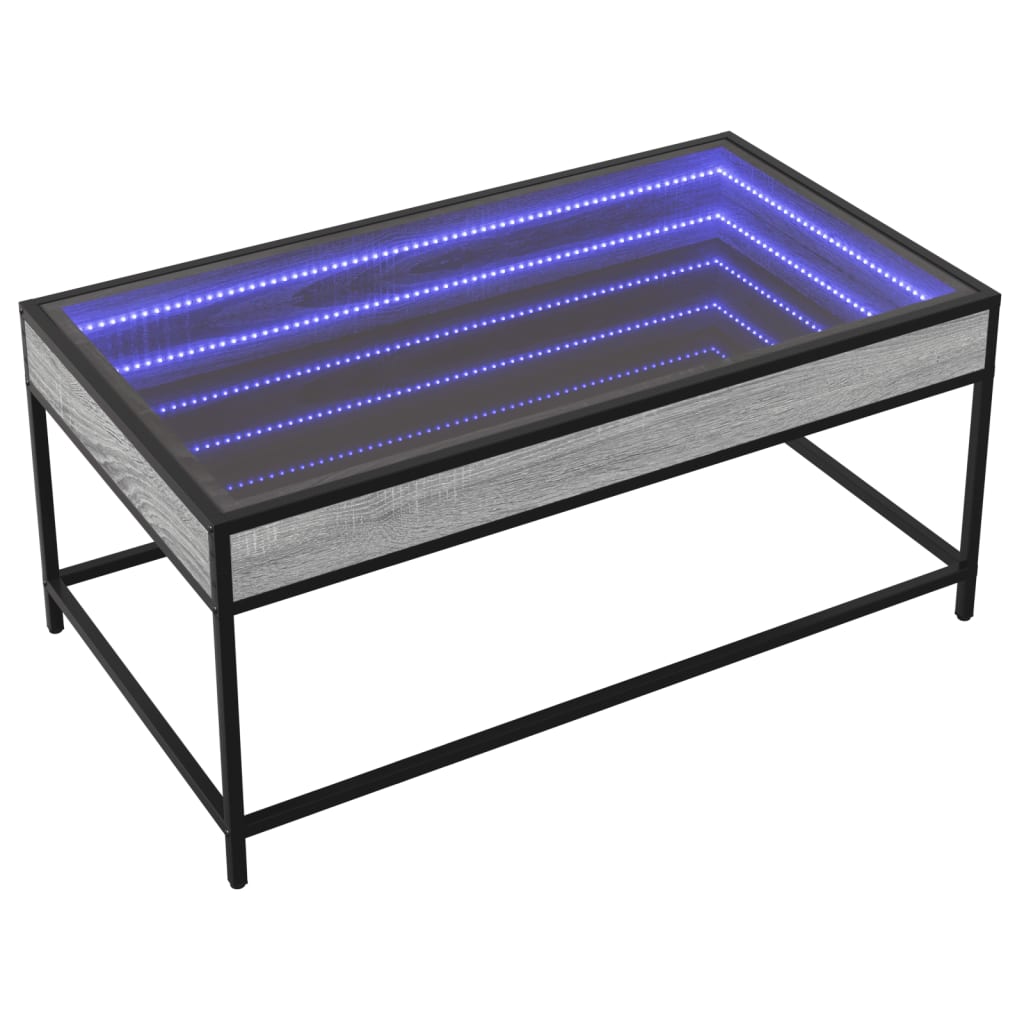 vidaXL Mesa de centro con Infinity LED gris Sonoma 90x50x41 cm