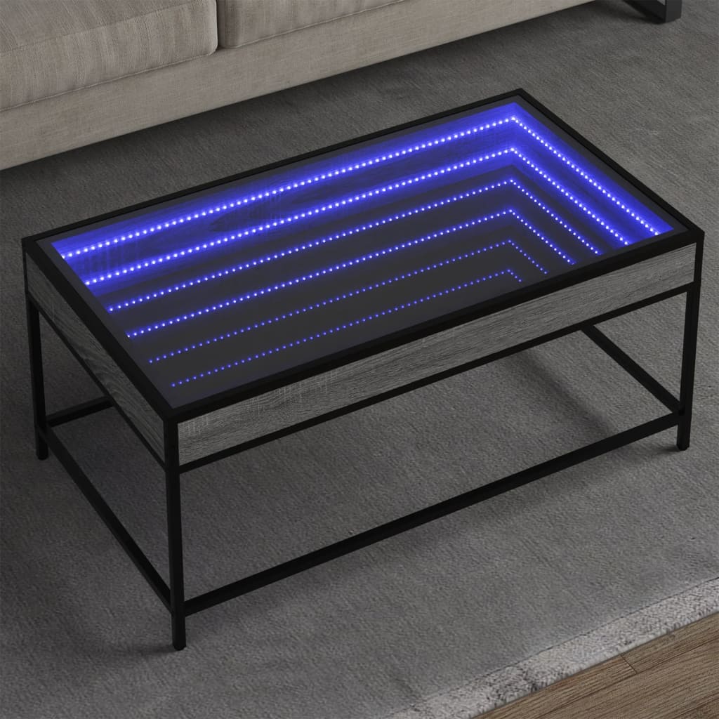 vidaXL Mesa de centro con Infinity LED gris Sonoma 90x50x41 cm