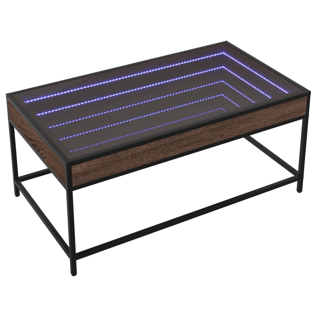 vidaXL Mesa de centro con Infinity LED marrón roble 90x50x41 cm