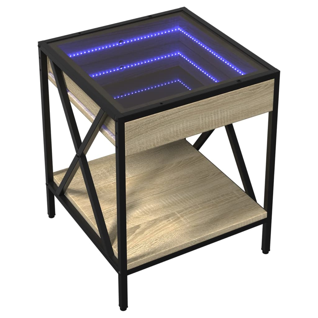 vidaXL Mesa de centro con Infinity LED roble Sonoma 40x40x49 cm