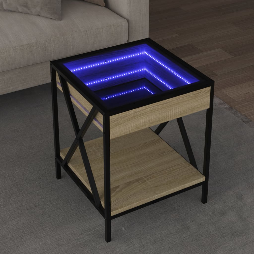 vidaXL Mesa de centro con Infinity LED roble Sonoma 40x40x49 cm