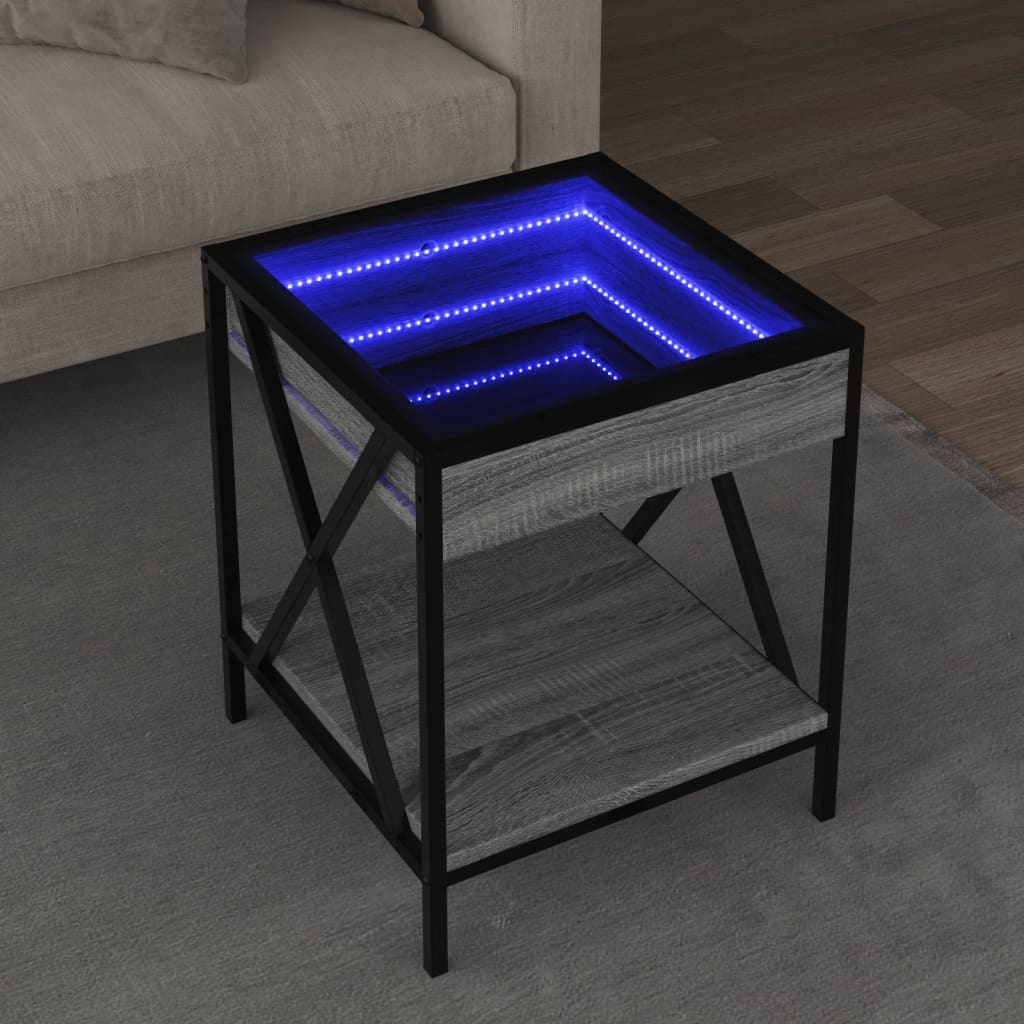 vidaXL Mesa de centro con Infinity LED gris Sonoma 40x40x49 cm