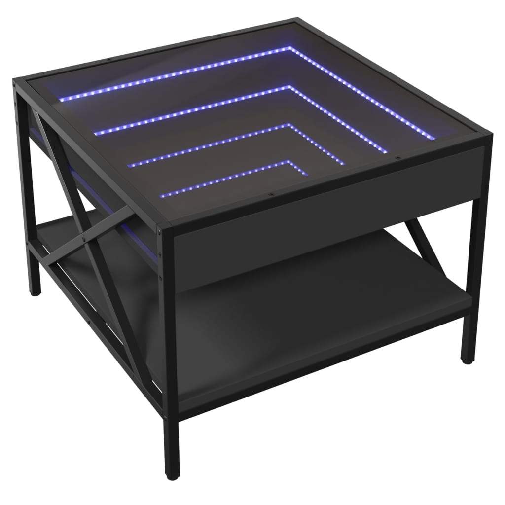 vidaXL Mesa de centro con Infinity LED negro 50x50x38 cm