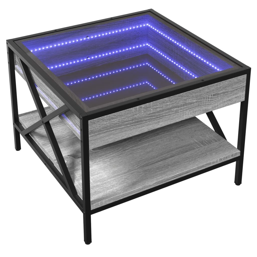 vidaXL Mesa de centro con Infinity LED gris Sonoma 50x50x38 cm