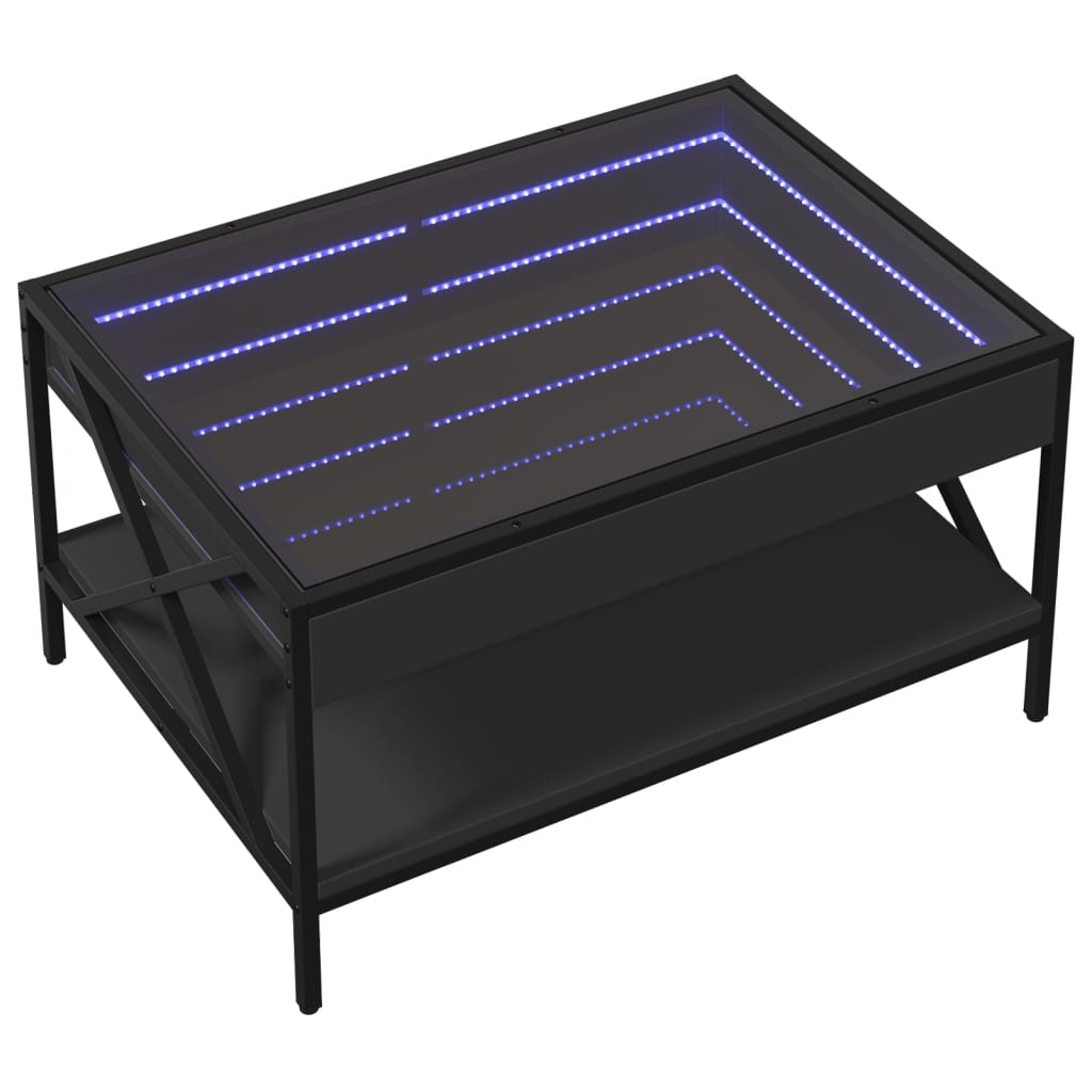 vidaXL Mesa de centro con Infinity LED negro 70x50x38 cm