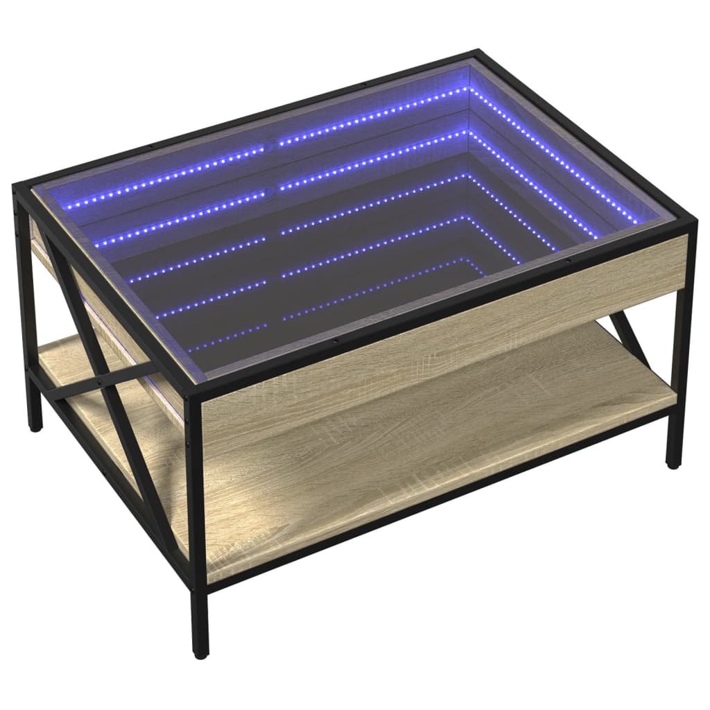 vidaXL Mesa de centro con Infinity LED roble Sonoma 70x50x38 cm