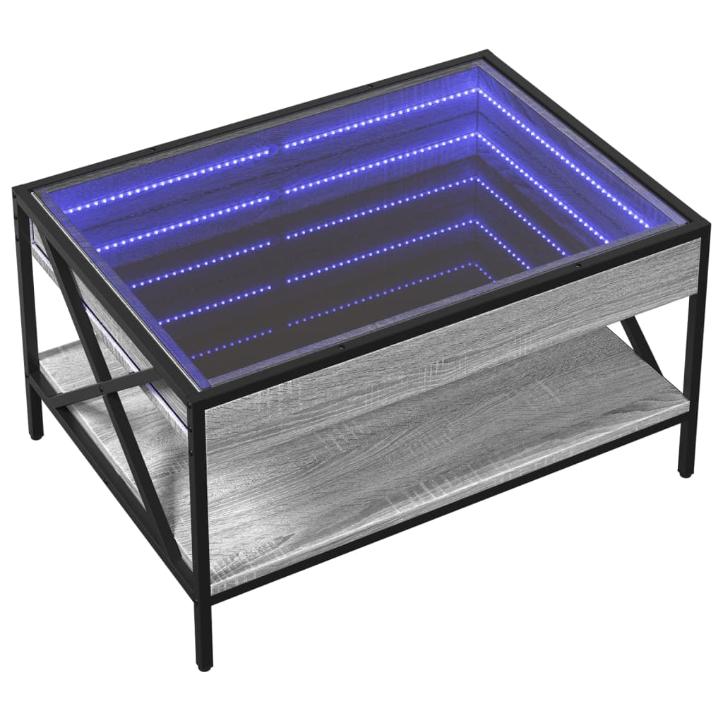 vidaXL Mesa de centro con Infinity LED gris Sonoma 70x50x38 cm