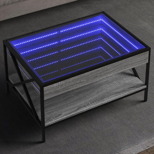 vidaXL Mesa de centro con Infinity LED gris Sonoma 70x50x38 cm