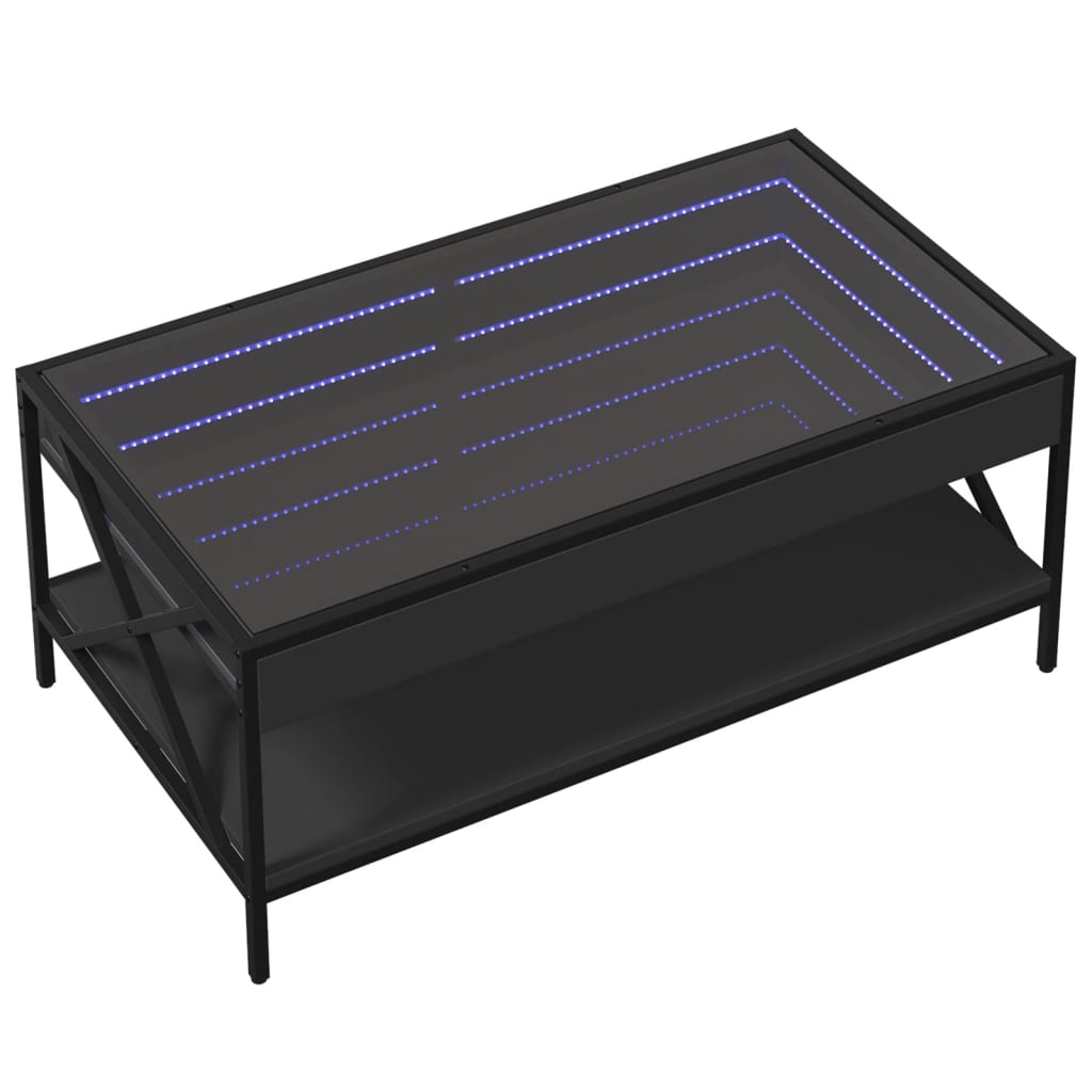 vidaXL Mesa de centro con Infinity LED negro 90x50x38 cm