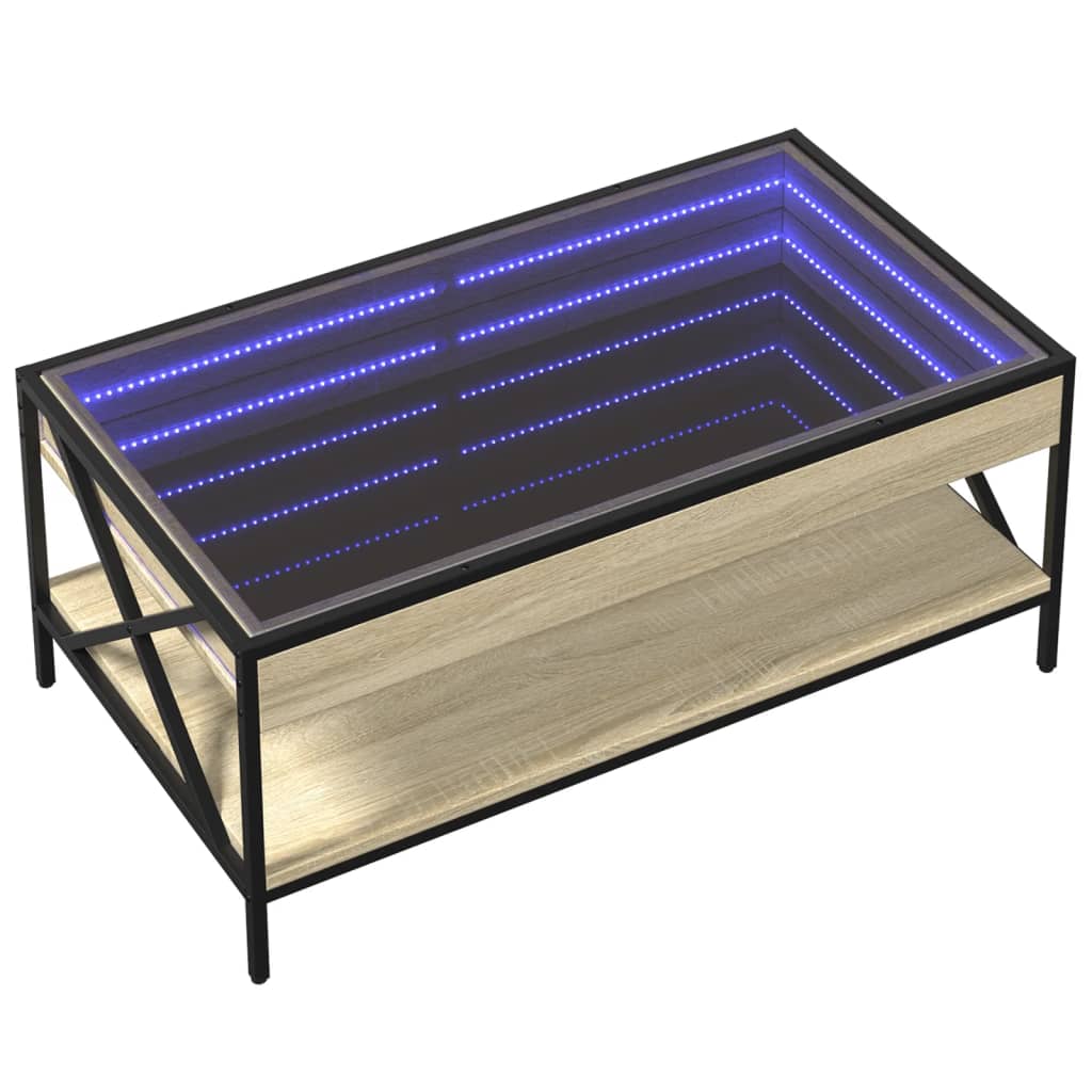 vidaXL Mesa de centro con Infinity LED roble Sonoma 90x50x38 cm