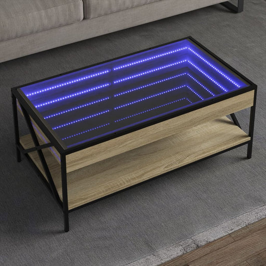 vidaXL Mesa de centro con Infinity LED roble Sonoma 90x50x38 cm