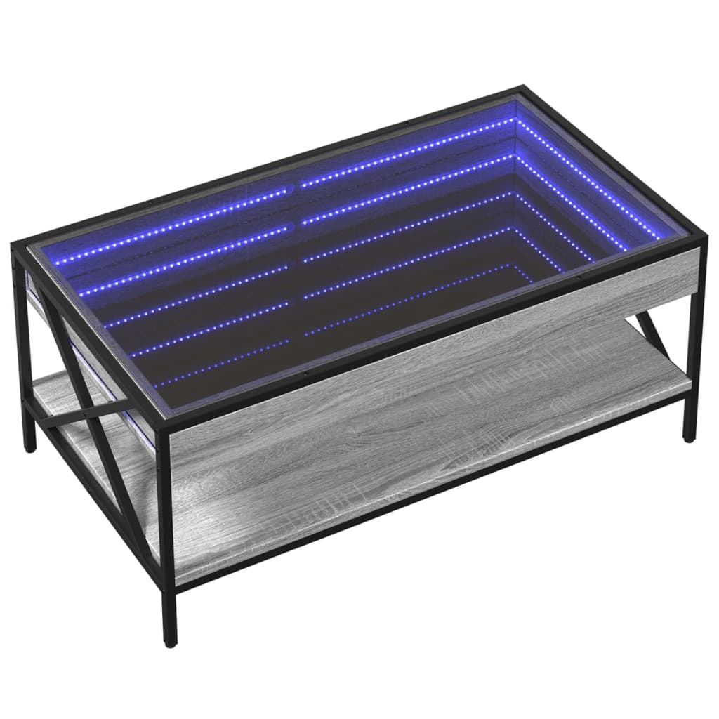 vidaXL Mesa de centro con Infinity LED gris Sonoma 90x50x38 cm