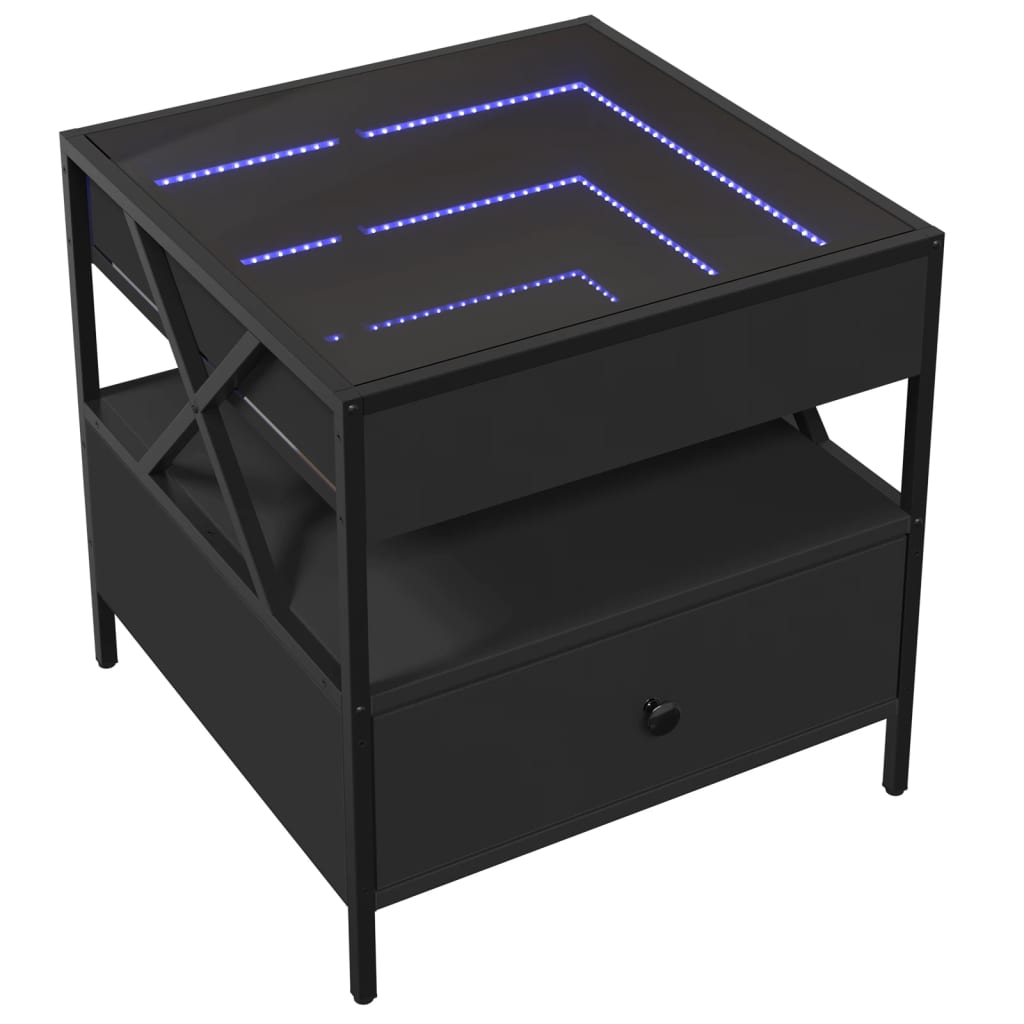 vidaXL Mesa de centro con Infinity LED negro 50x50x51 cm