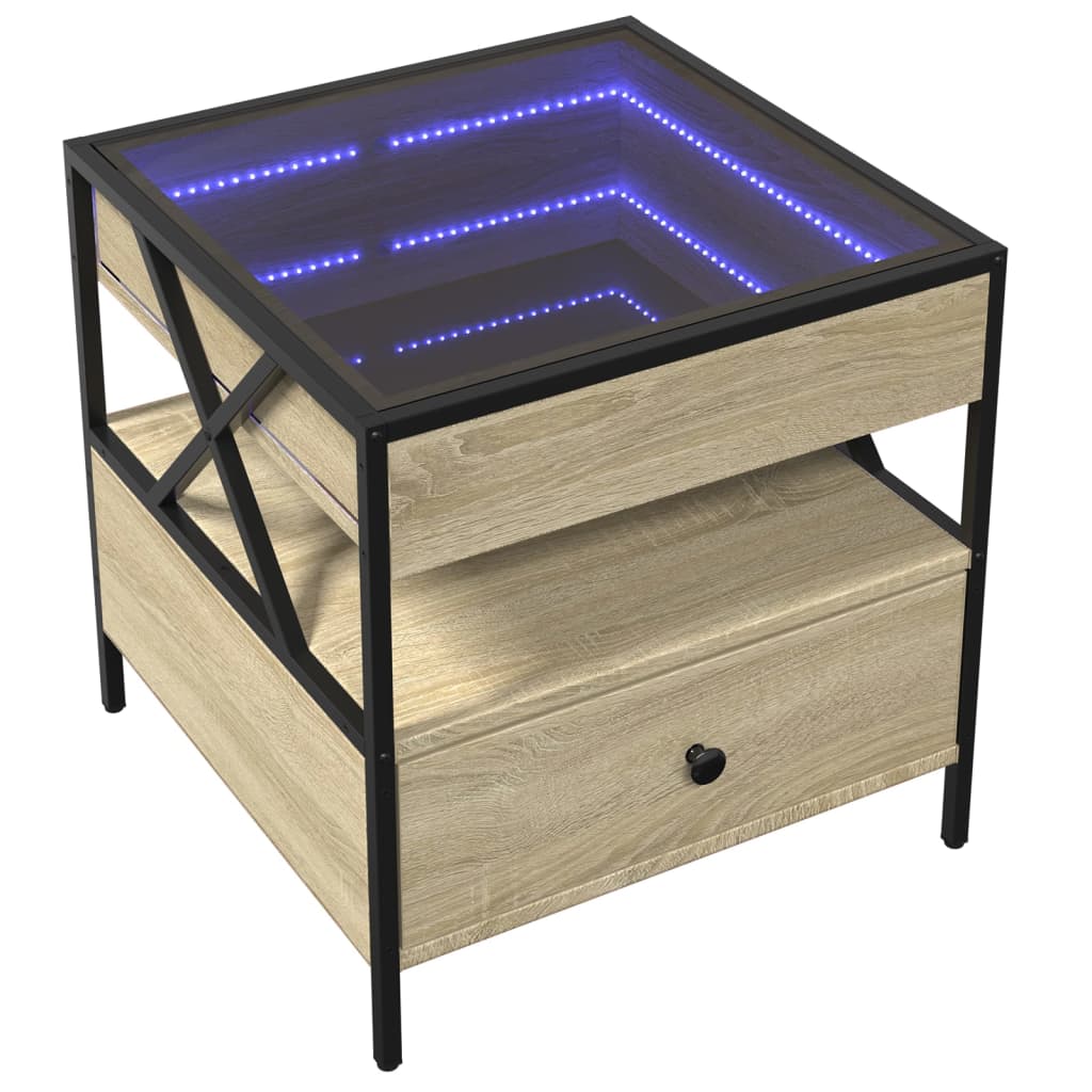 vidaXL Mesa de centro con Infinity LED roble Sonoma 50x50x51 cm