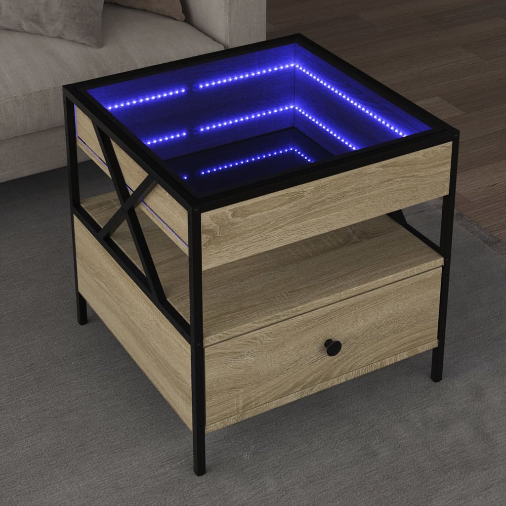 vidaXL Mesa de centro con Infinity LED roble Sonoma 50x50x51 cm