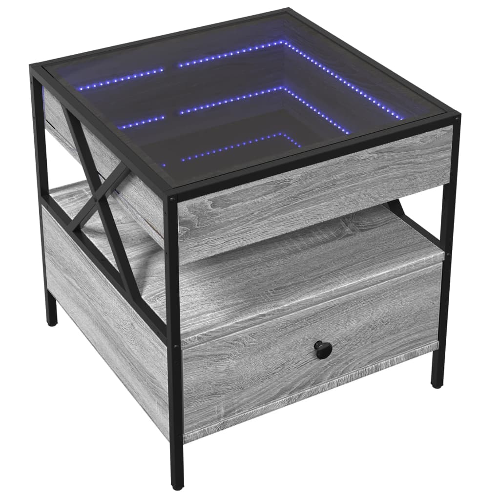 vidaXL Mesa de centro con Infinity LED gris Sonoma 50x50x51 cm