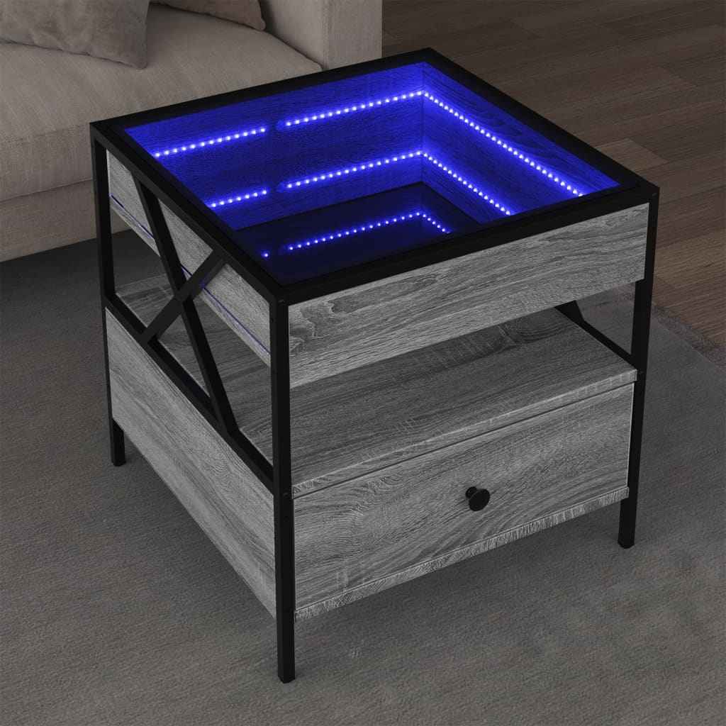 vidaXL Mesa de centro con Infinity LED gris Sonoma 50x50x51 cm