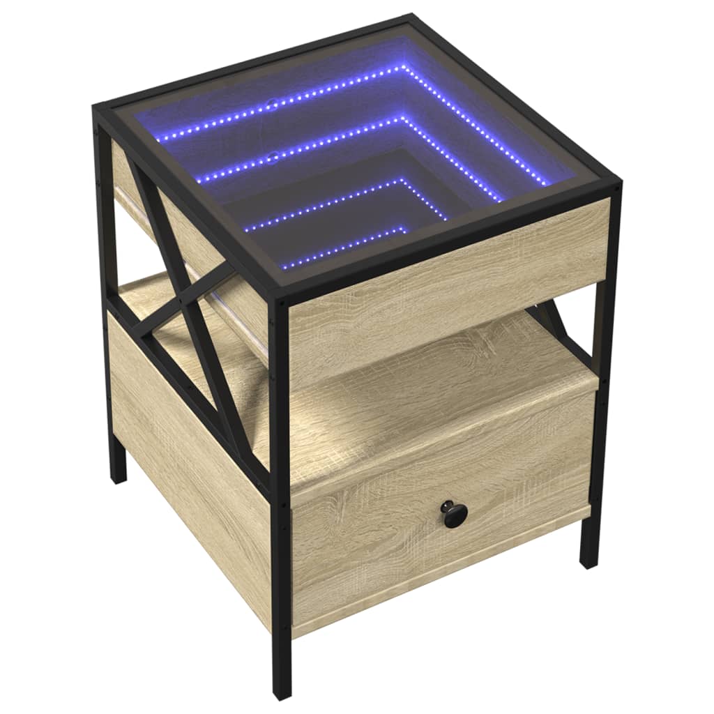 vidaXL Mesa de centro con Infinity LED roble Sonoma 40x40x51 cm