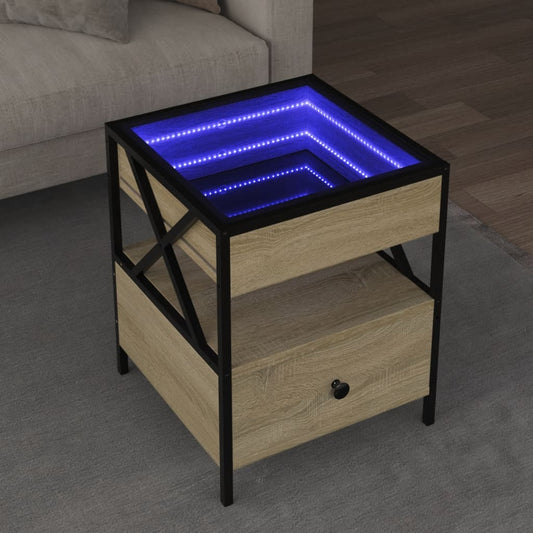 vidaXL Mesa de centro con Infinity LED roble Sonoma 40x40x51 cm