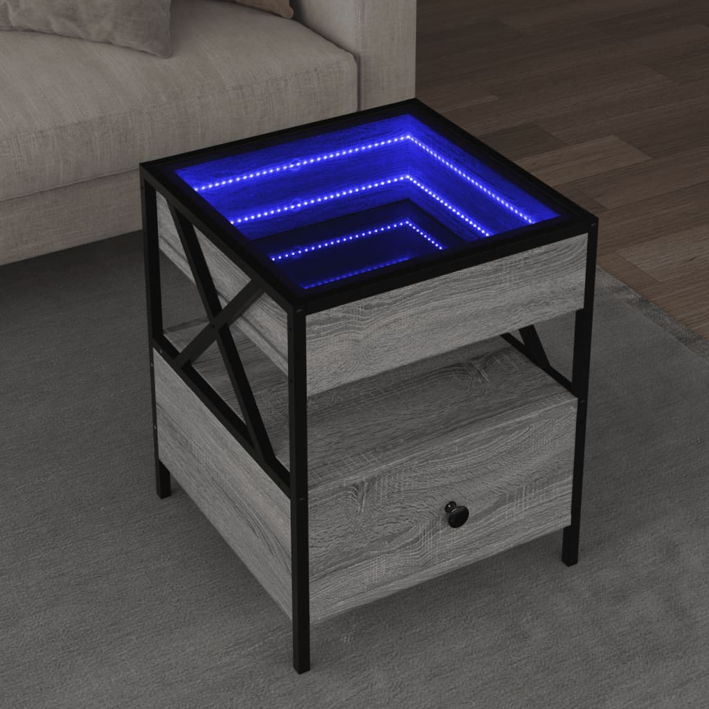 vidaXL Mesa de centro con Infinity LED gris Sonoma 40x40x51 cm