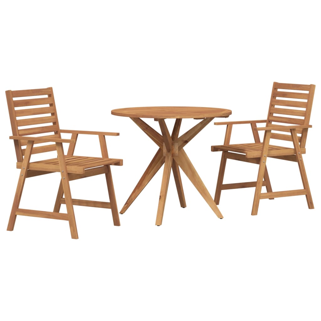 vidaXL Juego de comedor de jardín 3 piezas madera maciza de acacia