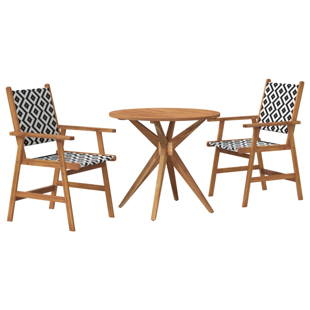 vidaXL Juego de comedor de jardín 3 piezas madera maciza de acacia