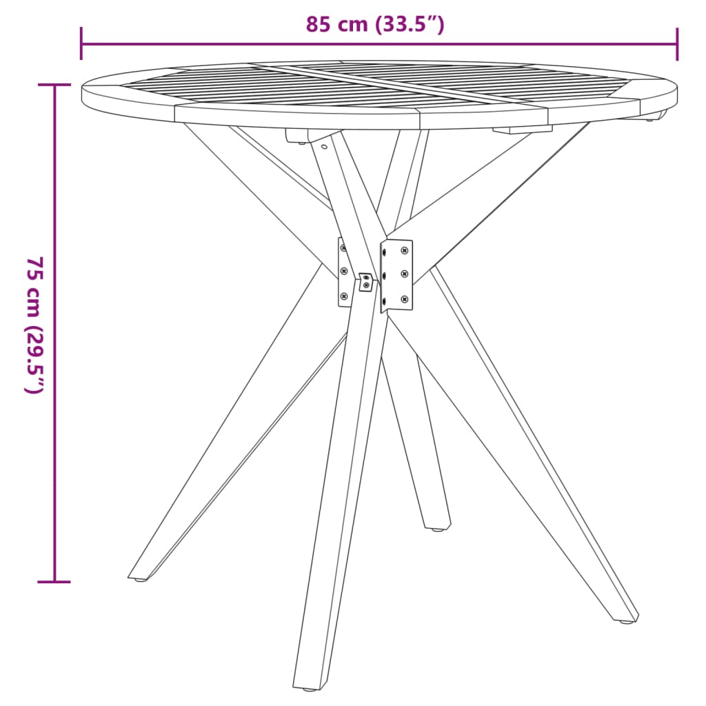 vidaXL Juego de comedor de jardín 3 piezas madera maciza de acacia